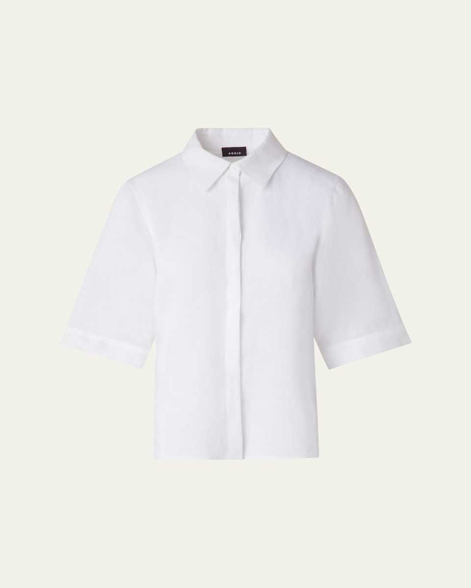 Linen Short Sleeve Blouse